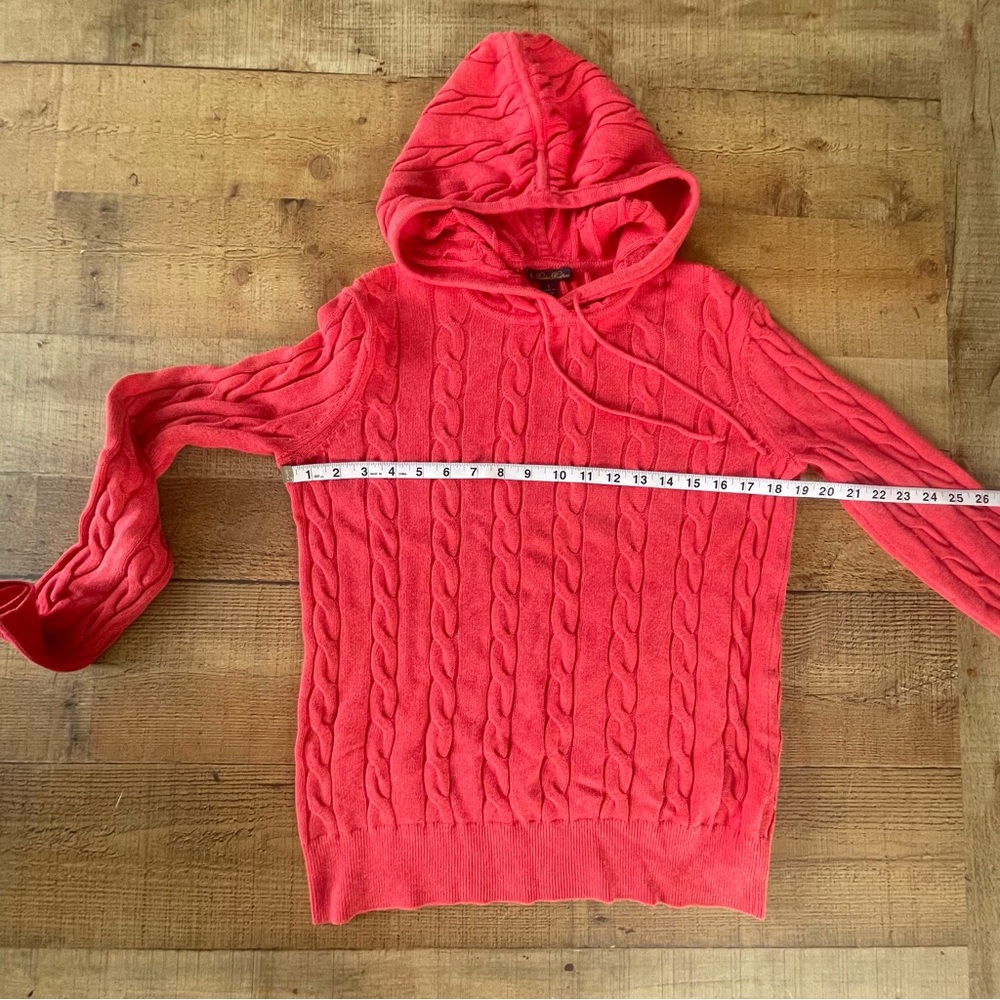 Brooks Brothers Cable Knit Pullover Hoodie Sweater 100% Cotton SMALL Coral Pink - Picture 7 of 7